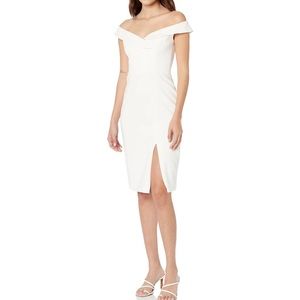 Black Halo Womens Hepburn White Sheath Portrait Collar Cocktail Dress